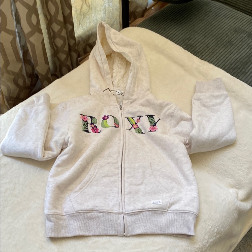 Roxy Cream Zip-Up Hoodie Sweatshirt